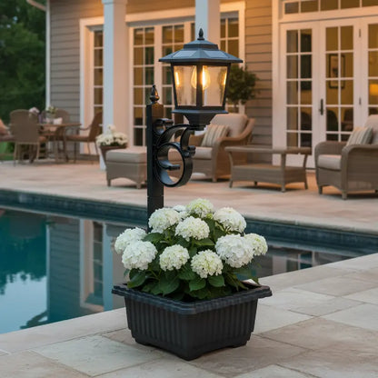 2-in-1 Solar Post Light with Planter | Outdoor Waterproof Garden Light