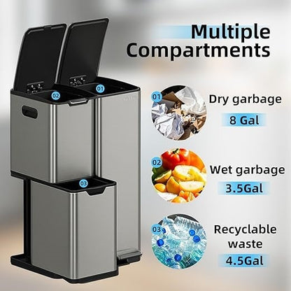 Portable Front-Opening Trash Can | Large Capacity