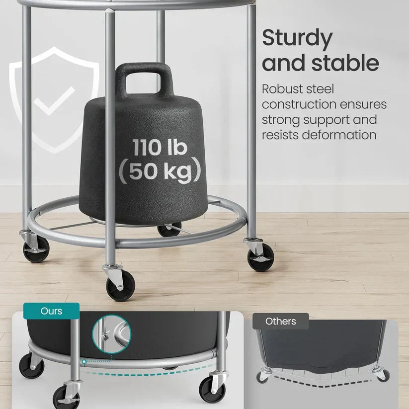 Laundry basket with wheels round laundry storage cart