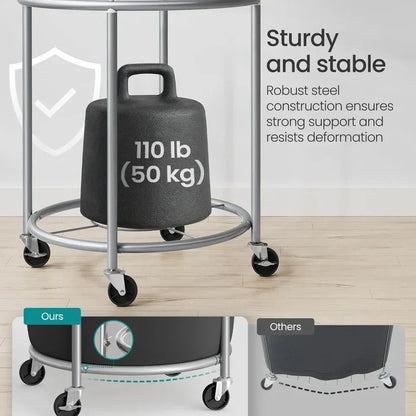 Laundry basket with wheels round laundry storage cart